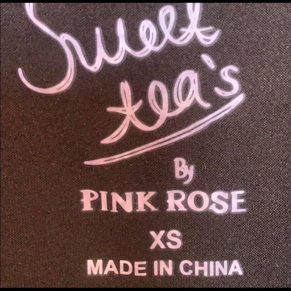 NWT Sweet Teas Pink Rose Sleeveless Top Black XS - Picture 6 of 7
